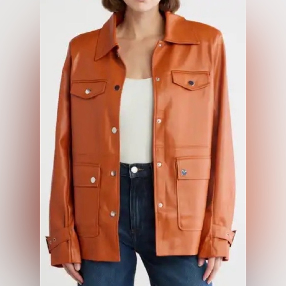 WeWoreWhat Burnt Orange Vegan Leather Jacket